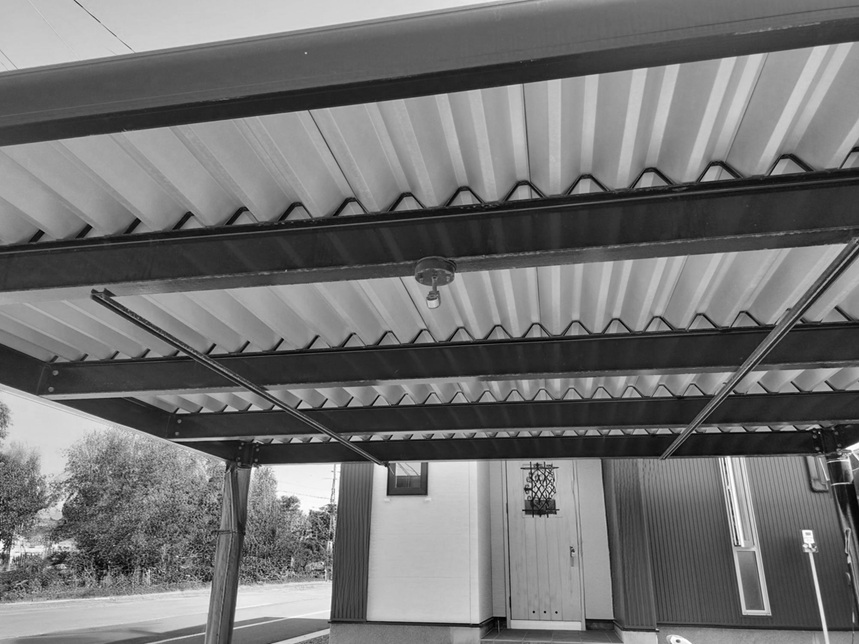 ツインビームライト 超ロング カーポート かっこいい照明 ㈱ビームライトデザイン びむでざ びむる キラキラ 車庫